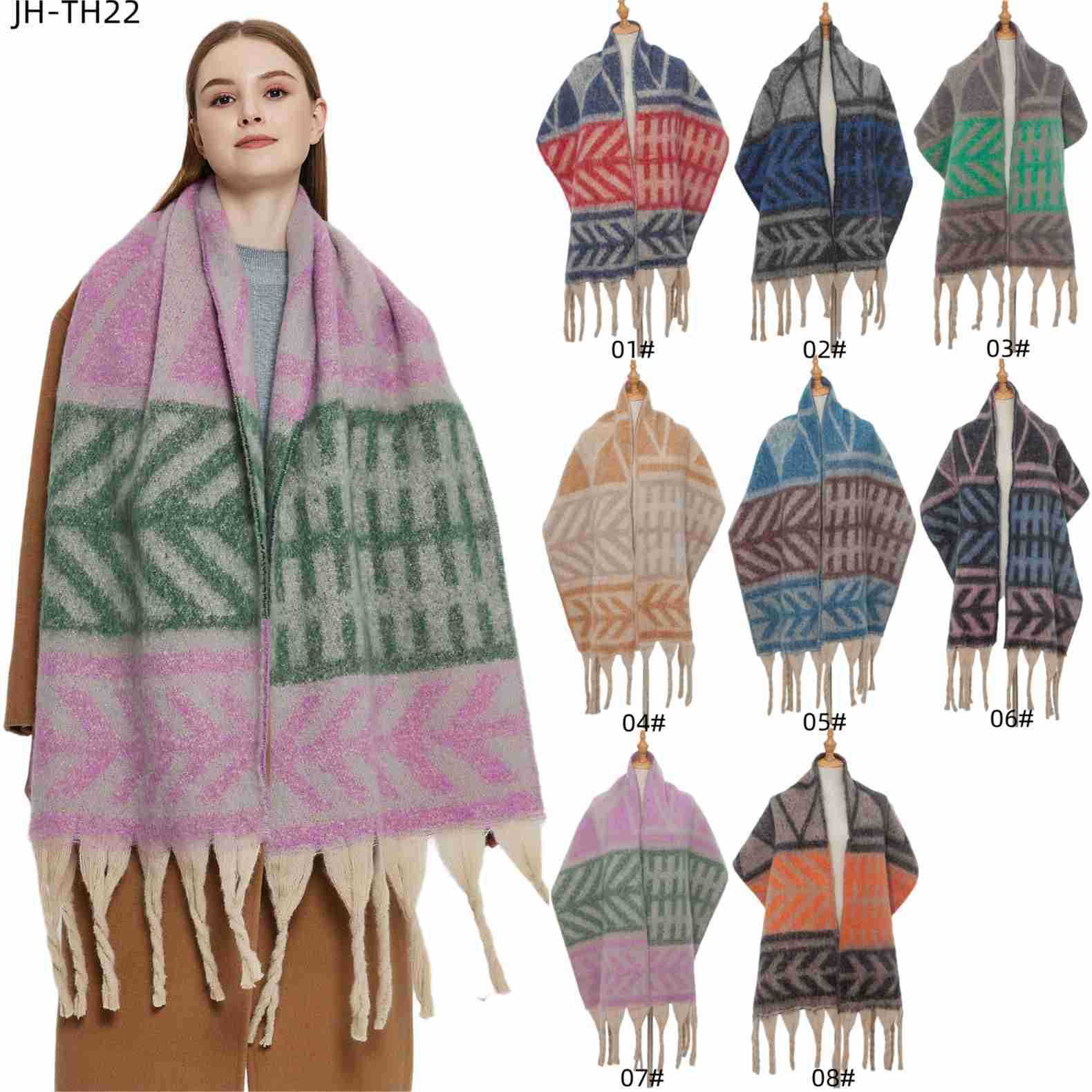 Amazon Hot New Foreign Trade Shawl European And American Autumn And Winter Thickened Circle Yarn Thick Tassel Leaves Scarf ARZ