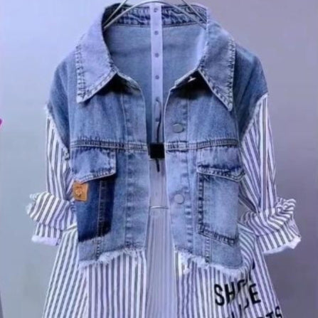 Striped Denim Coat Women's Design Niche Jacket Top ARZ