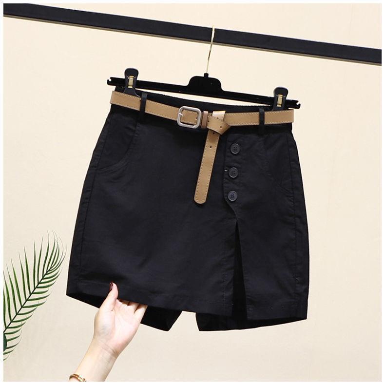 Summer New Button High Waist With Belt Cotton Shorts For Women ARZ