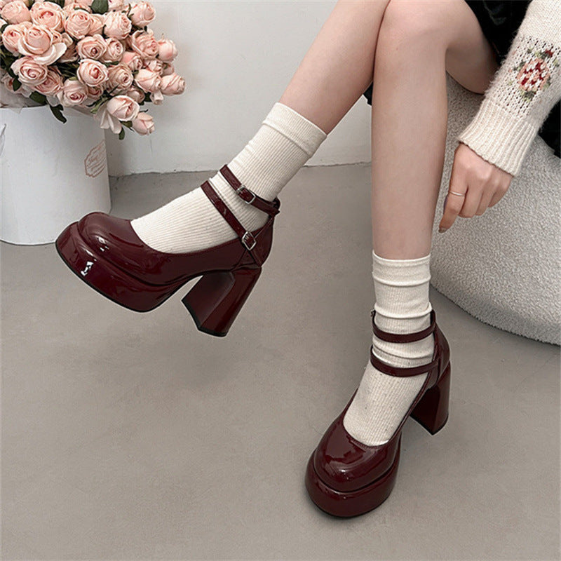 French High Heel Mary Jane Shoes Women ARZ