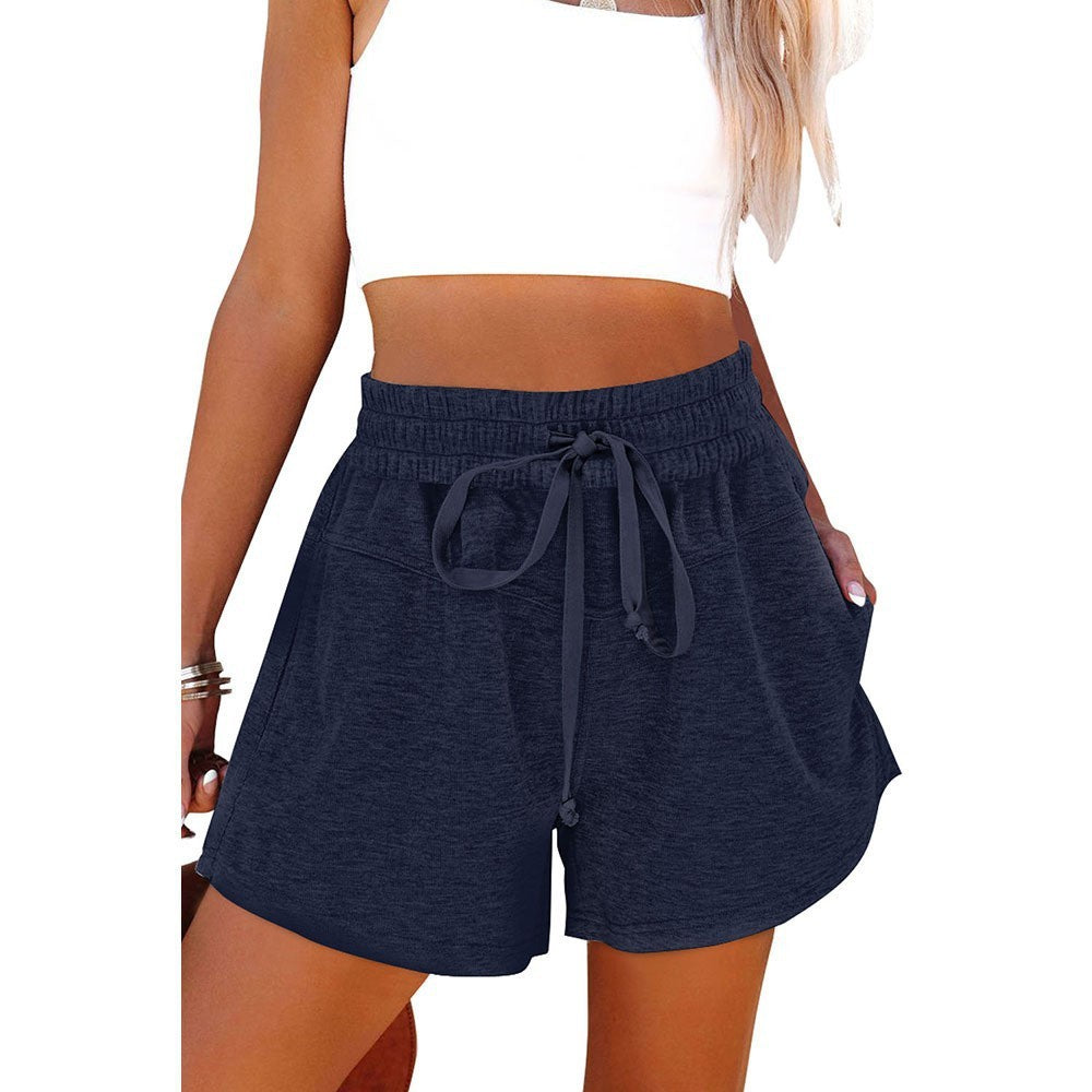 Women's Lace Up Casual Pocket Solid Color Shorts ARZ