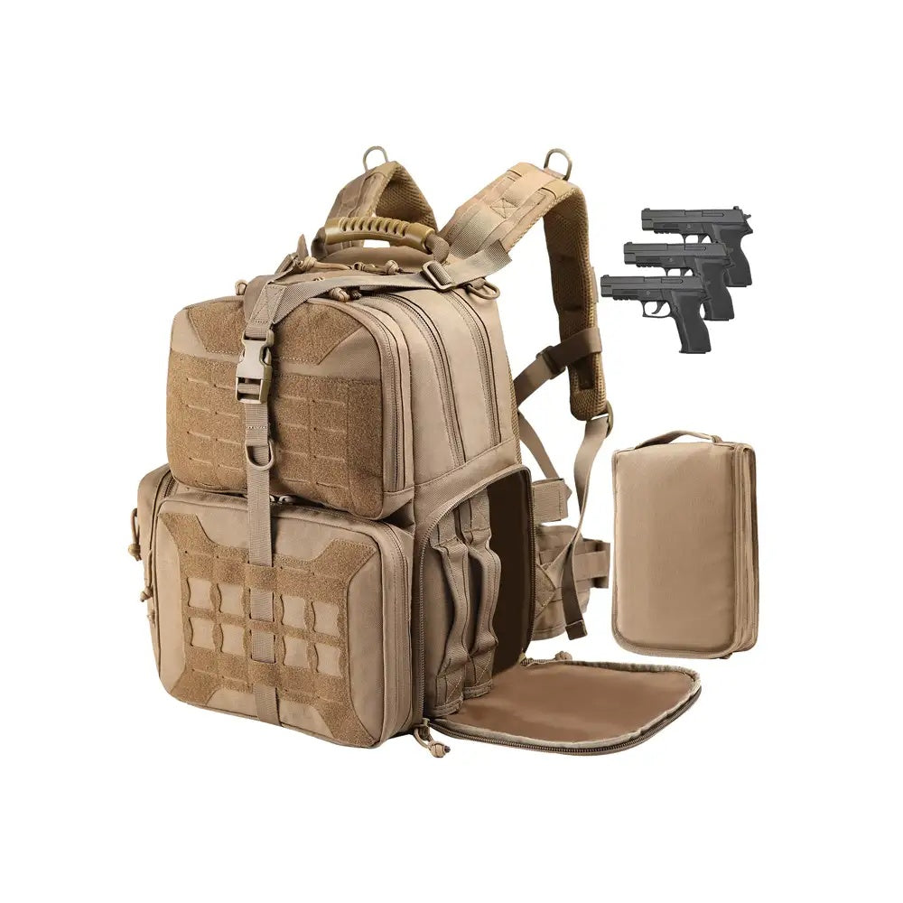 Tactical Range Backpack Bag, VOTAGOO Range Activity Bag For Handgun And Ammo, 3 Pistol Carrying Case For Hunting Shooting ARZ