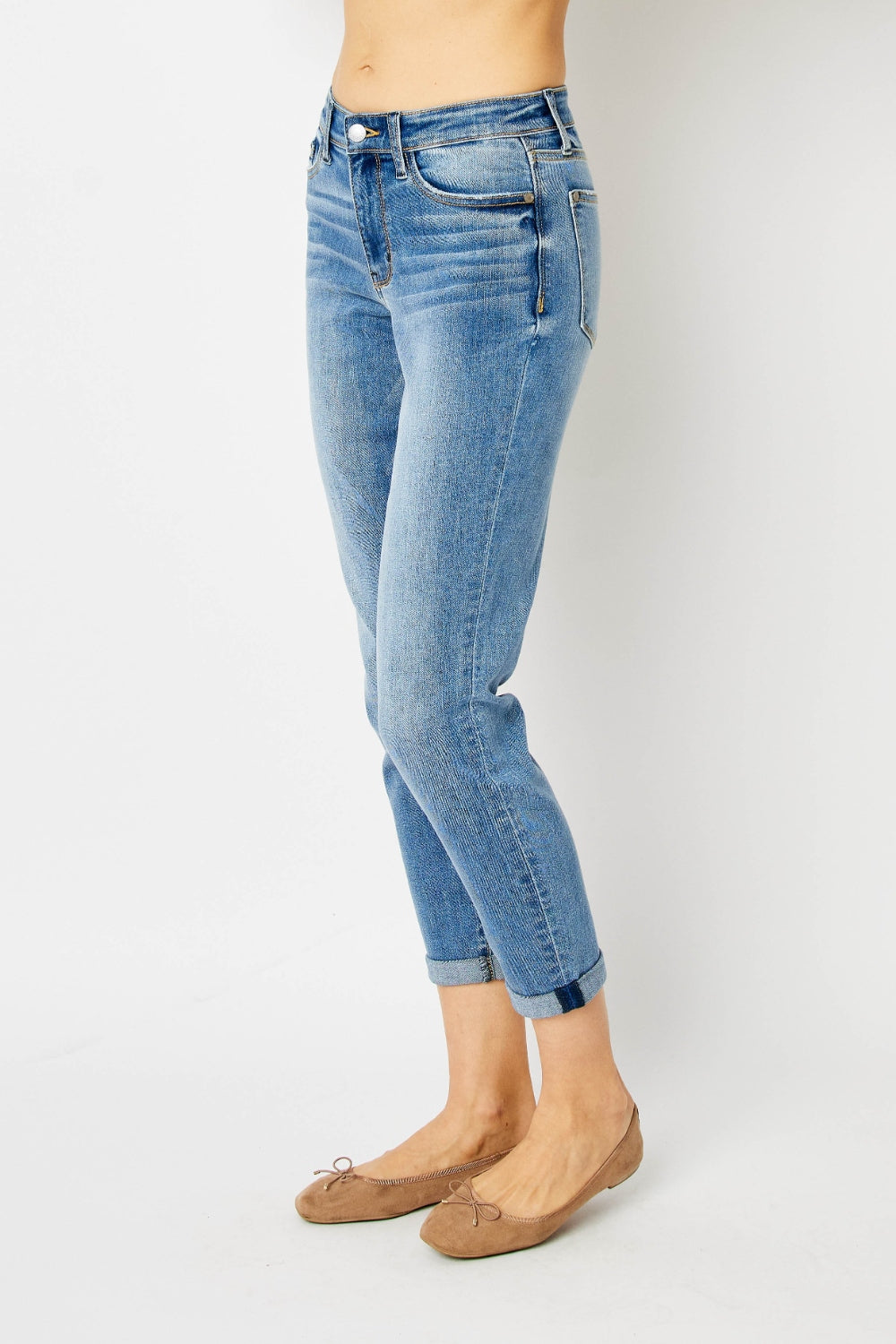 Judy Blue Full Size Cuffed Hem Slim Jeans Trendsi