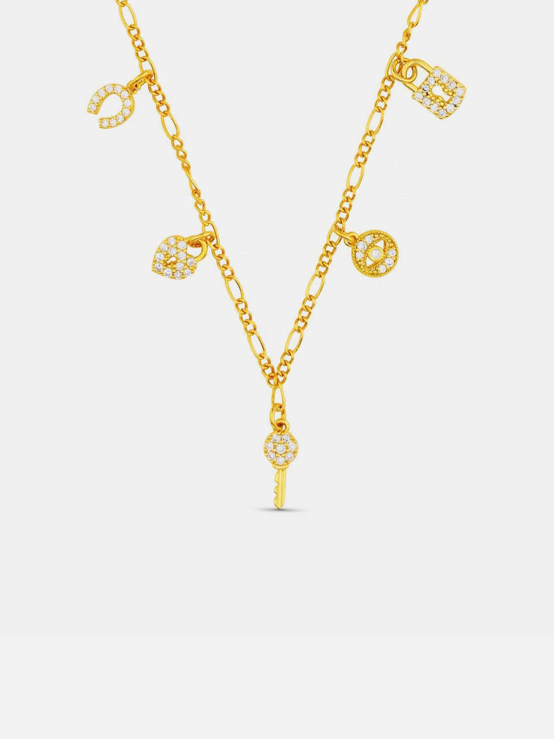 14K Gold-Plated Copper Zircon Pendant Necklace Trendsi