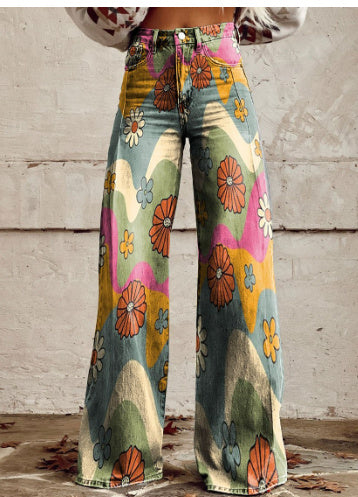 Thin Faux Denim Wide-leg Pants ARZ