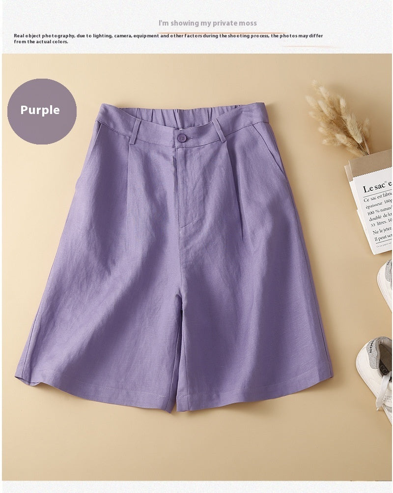 Summer High Waist Women's Cotton And Linen Casual Shorts ARZ