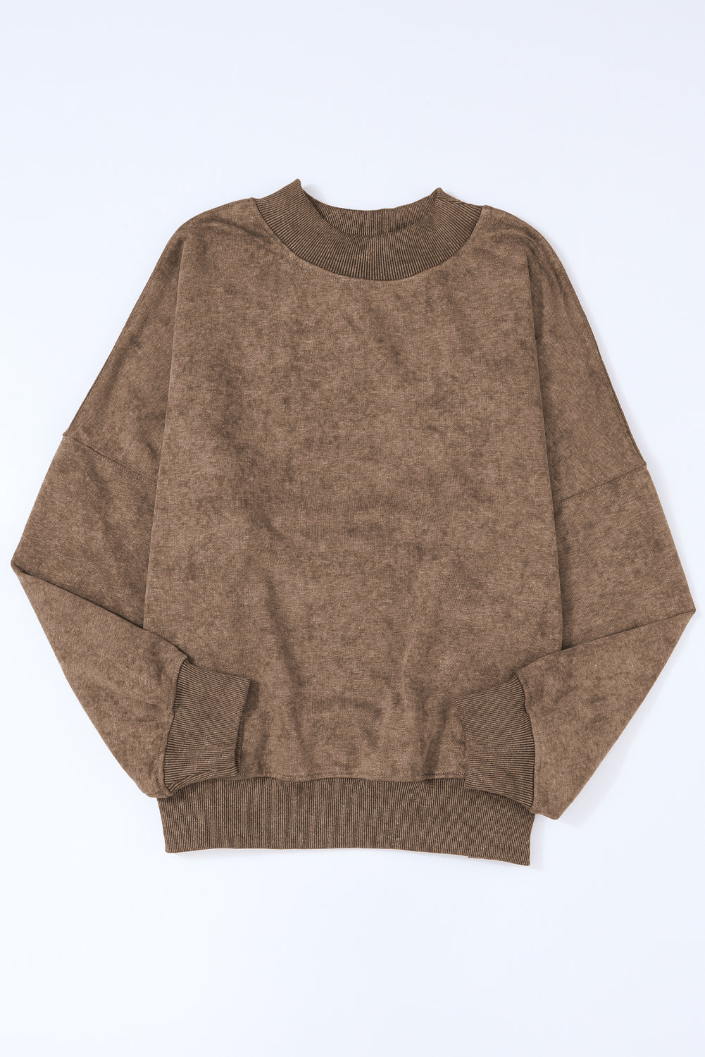 Mock Neck Dropped Shoulder Sweatshirt Trendsi