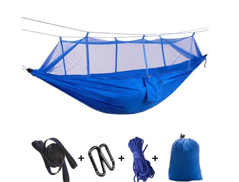 Outdoor Parachute Cloth Hammock Couble with Mosquito Net Light Portable Army Green Insect-proof Camping Aerial Tent ARZ