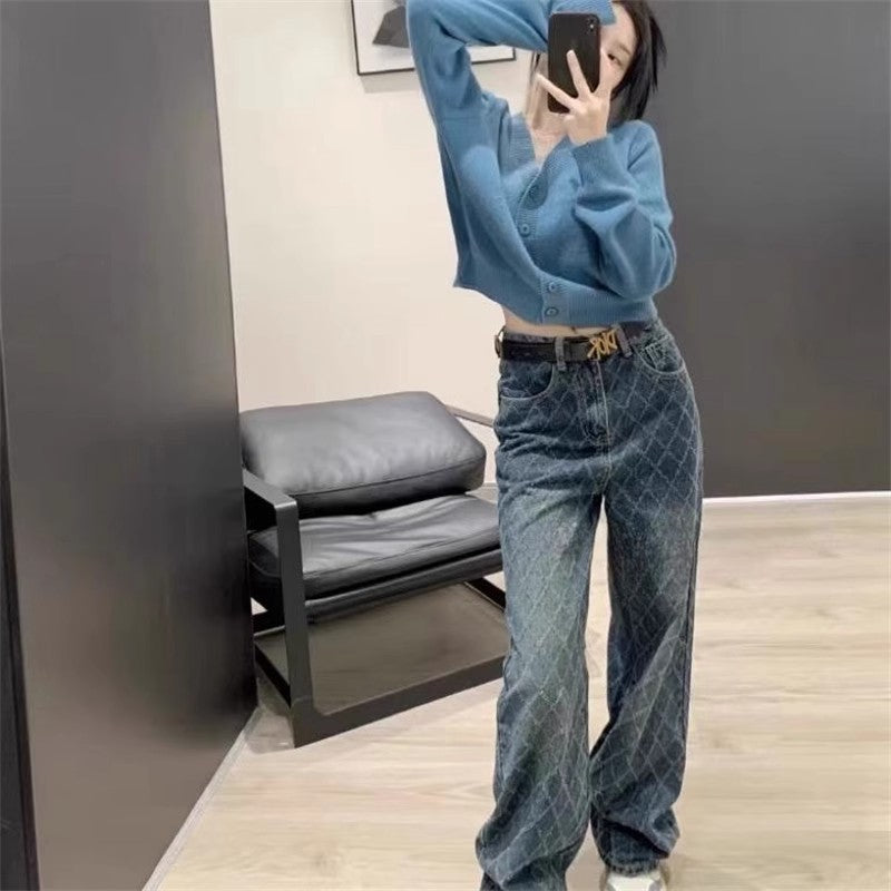 Women's High Waist Straight Loose Wide Leg Jeans ARZ