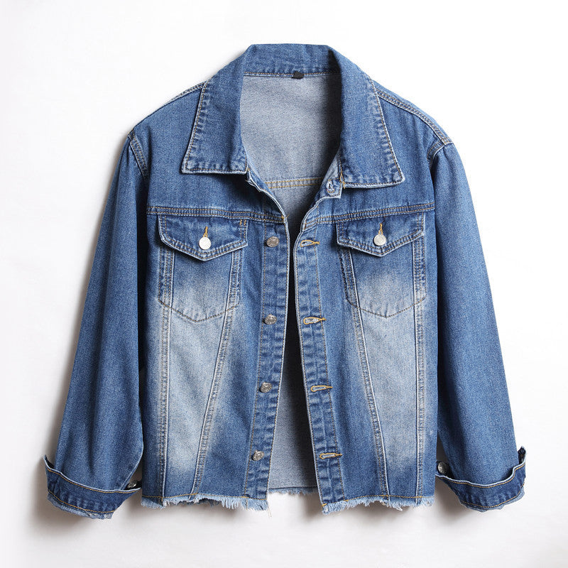 Denim  Loose Frayed Short Jacket ARZ