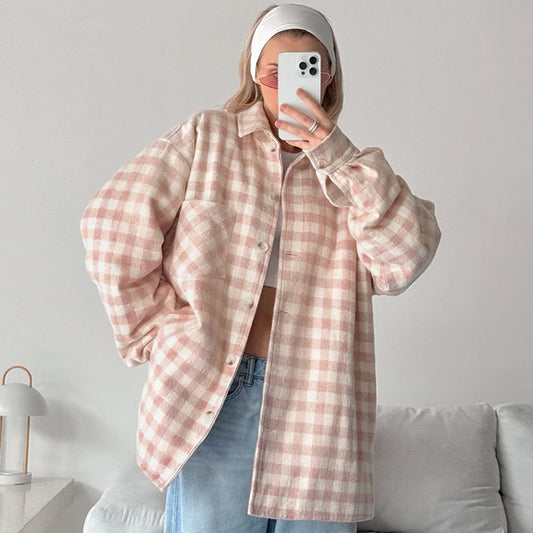 Fashion Simple Plaid Coat Niche Loose ARZ