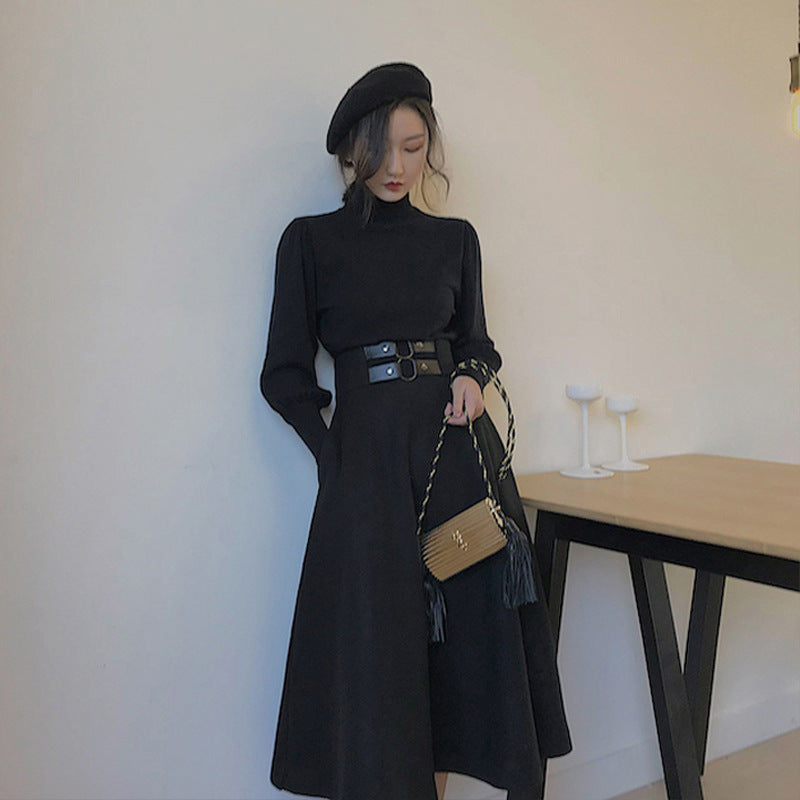 Autumn/winter dark dress Hepburn style dress ARZ