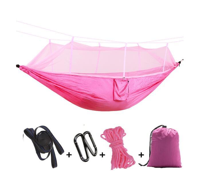 Outdoor Parachute Cloth Hammock Couble with Mosquito Net Light Portable Army Green Insect-proof Camping Aerial Tent ARZ