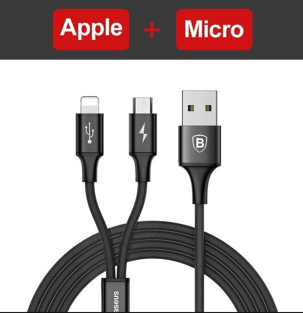 Compatible with Apple, Baseus USB Cable For iPhone X 8 7 6 Charging Charger 3 in 1 Micro USB Cable For Android USB Type c Type-c Mobile Phone Cables ARZ