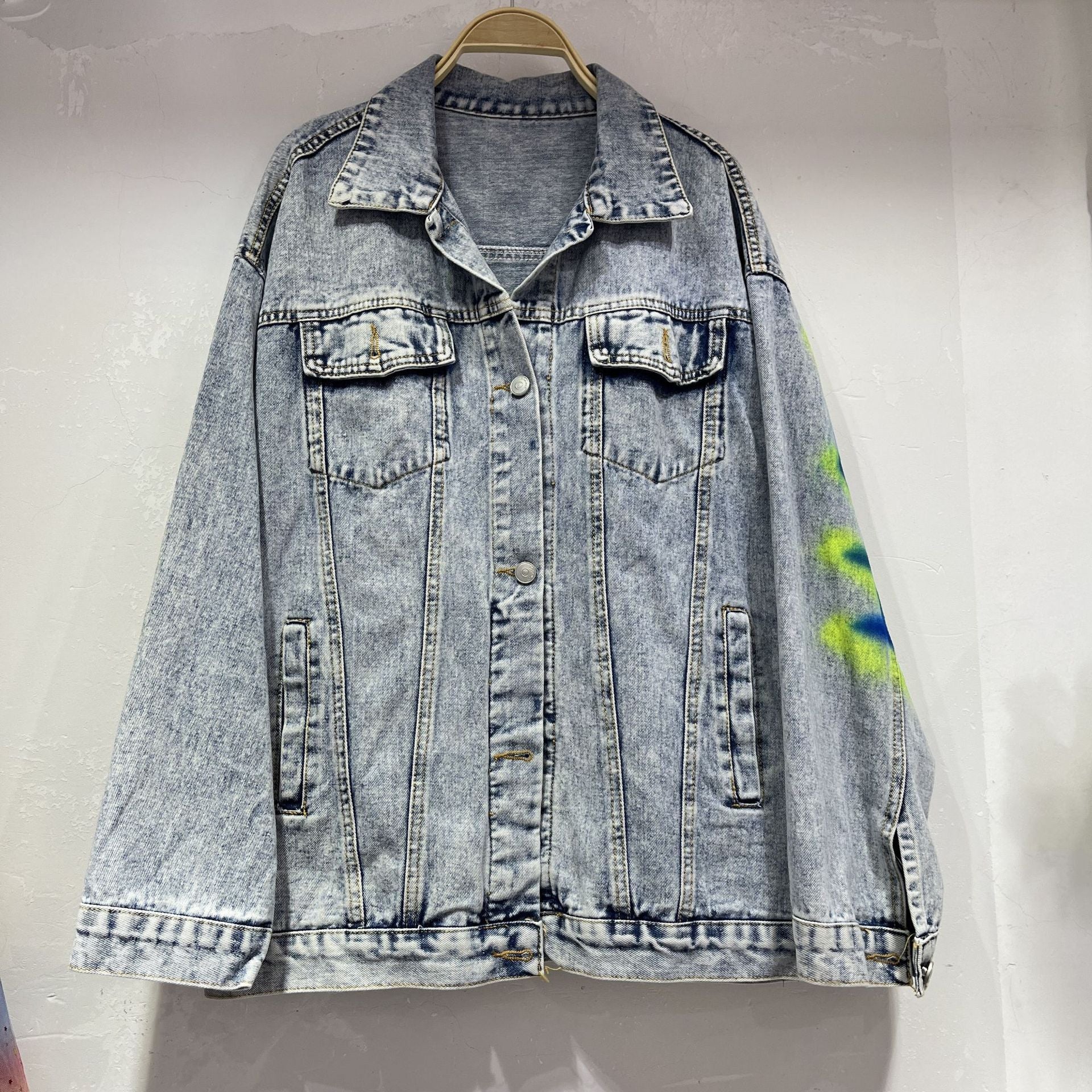 Female Hip Hop Style Graffiti Letter Denim Coat Jacket ARZ