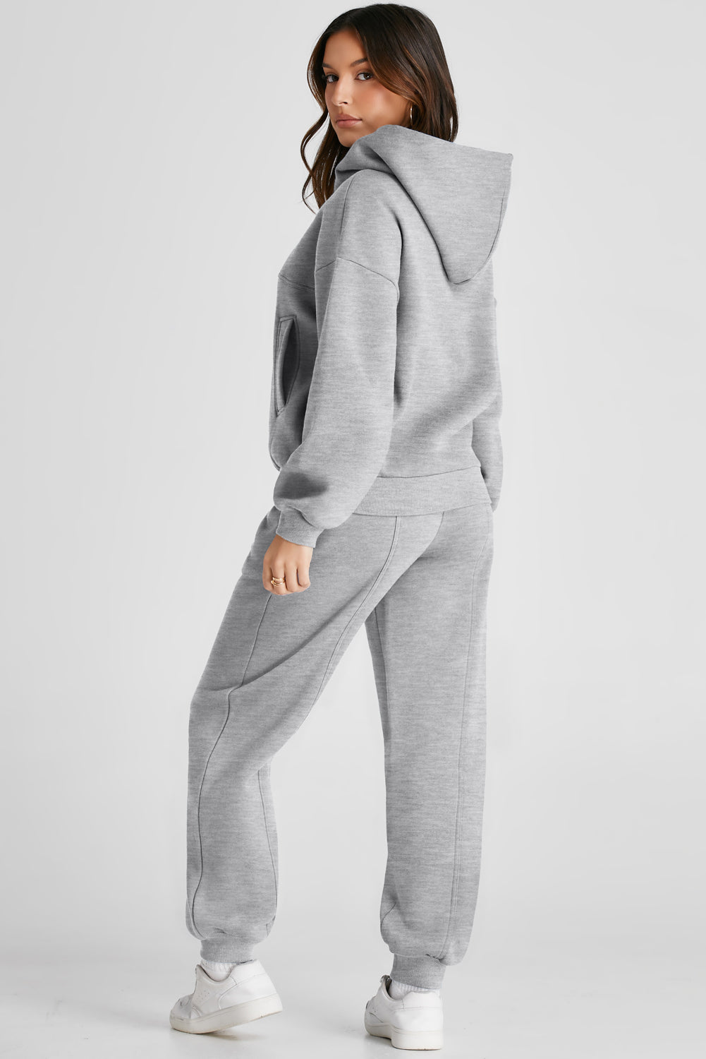 Dropped Shoulder Long Sleeve Hoodie and Pants Active Set Trendsi