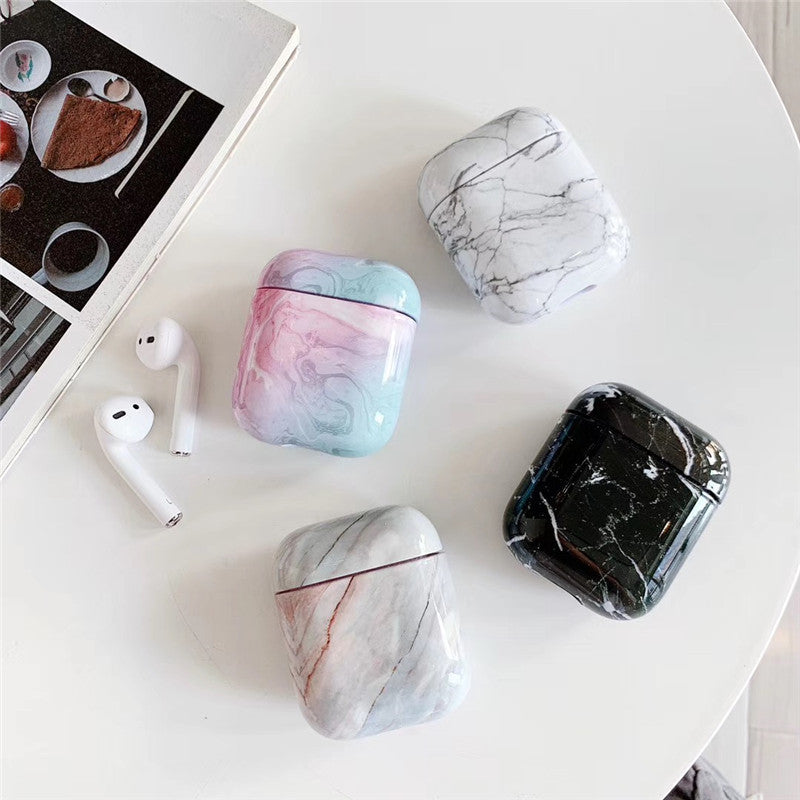 Compatible with Apple, White Marble Case for Airpods Earphone Case ARZ