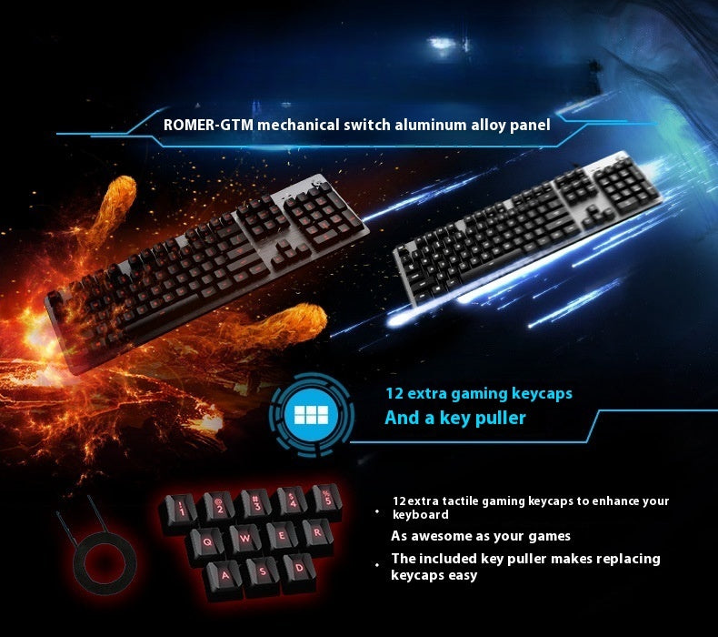 G413 Gaming Electronic Sports Mechanical Keyboard Desktop Backlight 104 Key Metal Panel ARZ