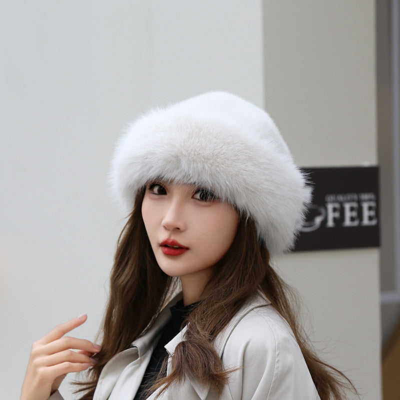 Thick Warm Artificial Fur Fashion Simple Fisherman Hat ARZ