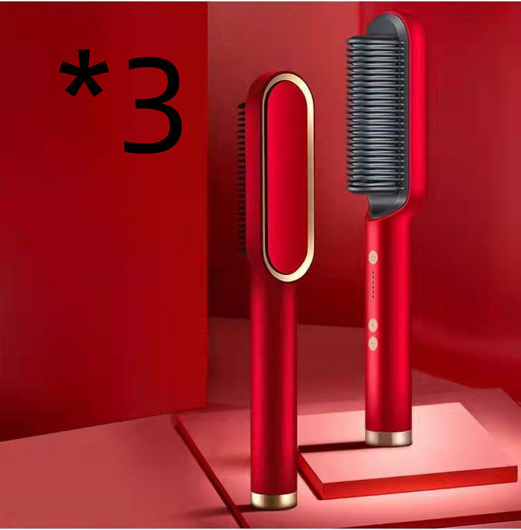 New 2 In 1 Hair Straightener Hot Comb Negative Ion Curling Tong Dual-purpose Electric Hair Brush ARZ