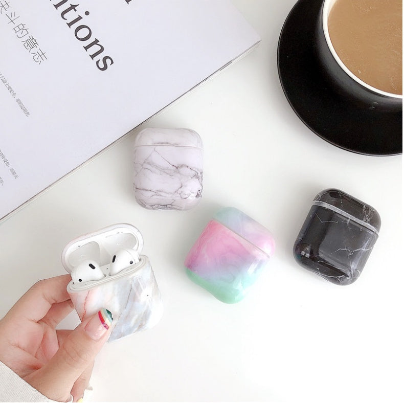 Compatible with Apple, White Marble Case for Airpods Earphone Case ARZ