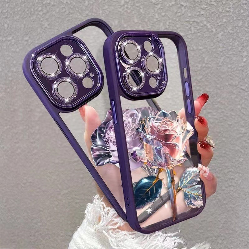 Full Package Rose Phone Case With Lens Film ARZ