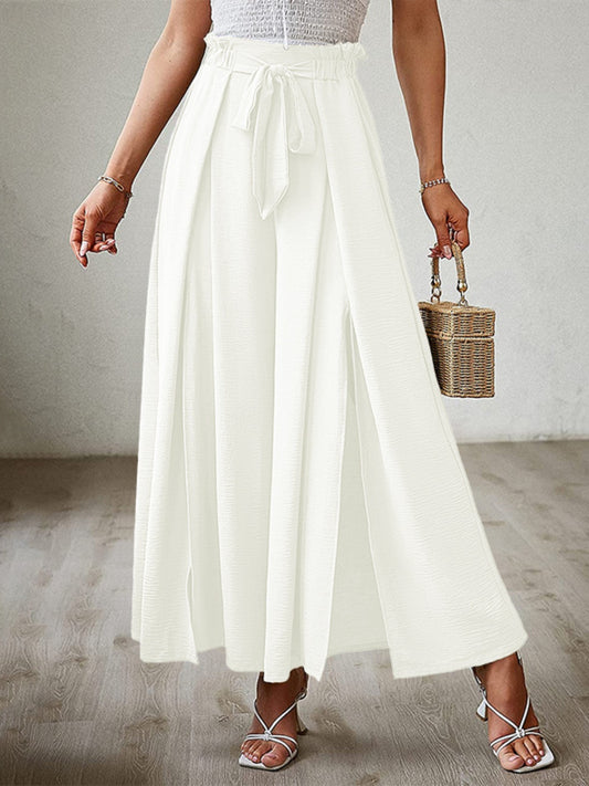 Tied Slit Wide Leg Pants Trendsi