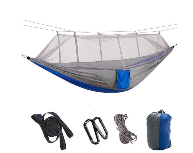 Outdoor Parachute Cloth Hammock Couble with Mosquito Net Light Portable Army Green Insect-proof Camping Aerial Tent ARZ