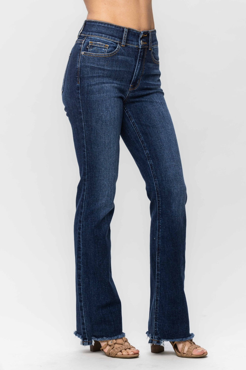 Judy Blue Full Size Frayed Hem Bootcut Jeans Trendsi