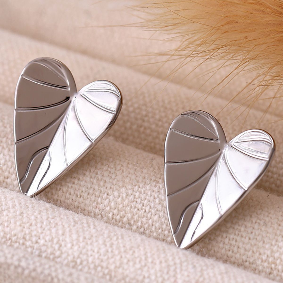 Stainless Steel Heart Leaf Stud Earring Trendsi