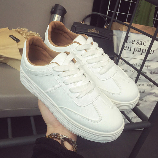 White Leather Lace Up Shoes Casual Sports Shoes ARZ