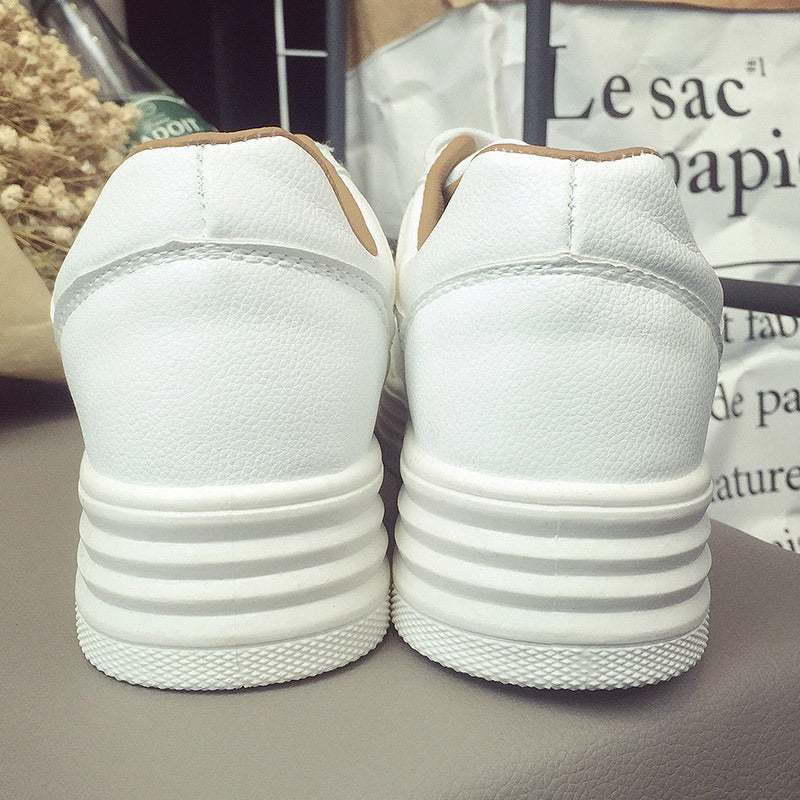 White Leather Lace Up Shoes Casual Sports Shoes ARZ