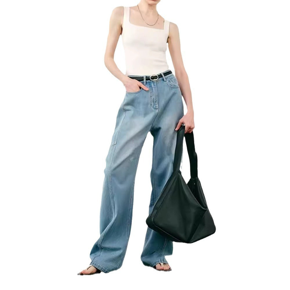 Sickle Wide Leg Thin Jeans Deconstructed Casual Loose Banana Pants ARZ