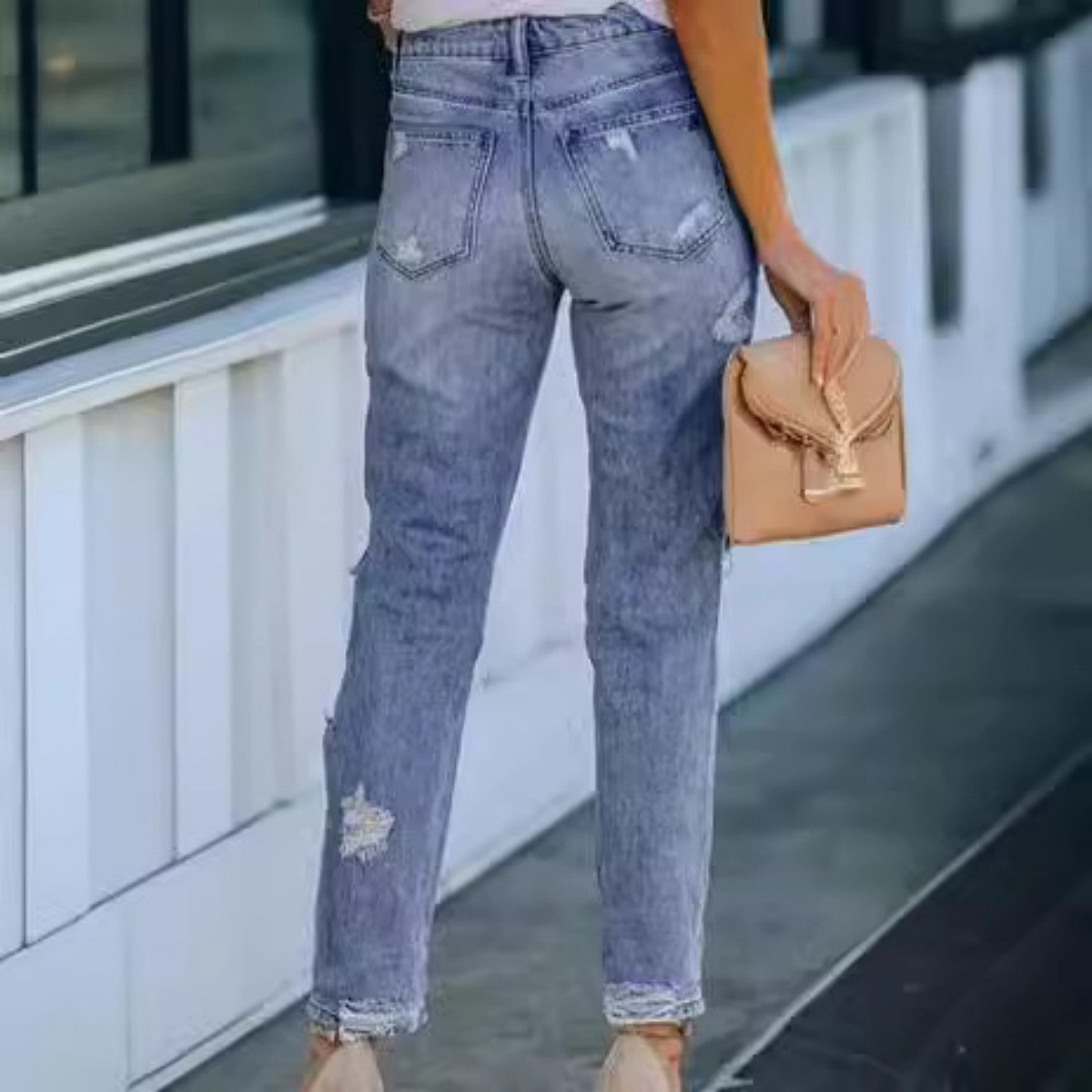 Ripped Slim Fit Jeans For Women ARZ