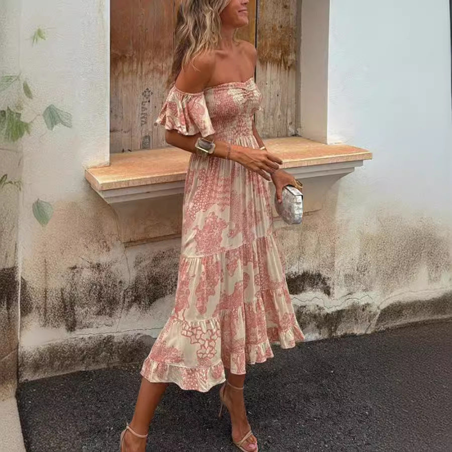 Fashion Ruffles Off-shoulder Fashion Women Dress ARZ