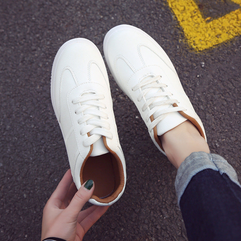 2021 New Spring Thick White Shoes Casual Shoes Female Korean Female Leather Shoes Solid Platform Shoes ARZ