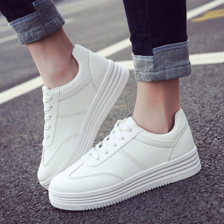 2021 New Spring Thick White Shoes Casual Shoes Female Korean Female Leather Shoes Solid Platform Shoes ARZ