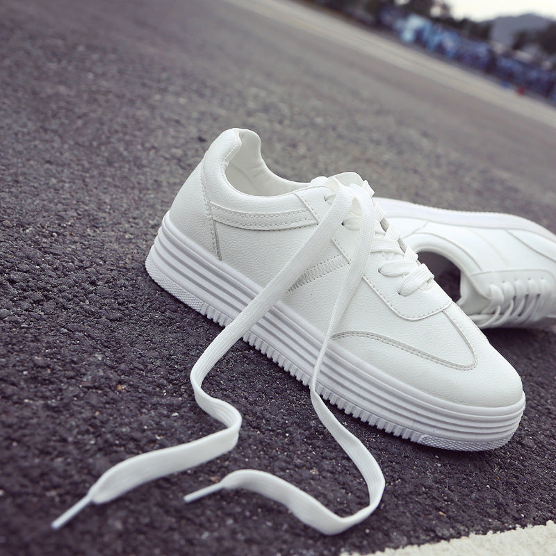 2021 New Spring Thick White Shoes Casual Shoes Female Korean Female Leather Shoes Solid Platform Shoes ARZ