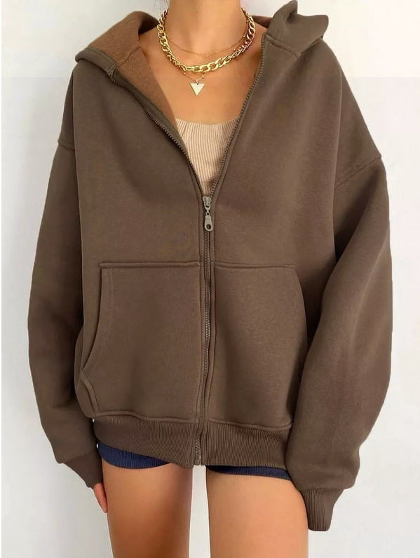 Women's Zipper Hooded Cardigan Coat ARZ