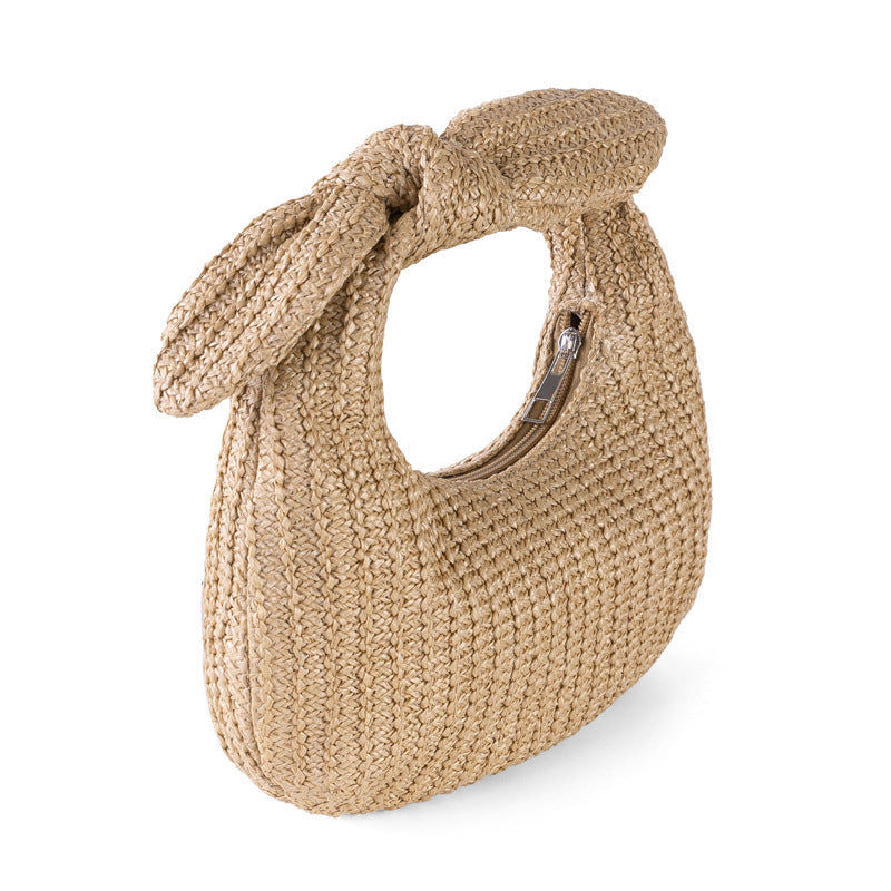 Vacation Style Bow Straw Handbag Clutch ARZ