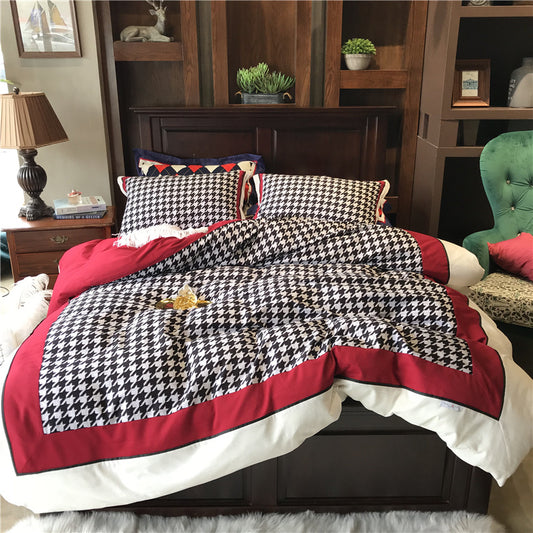 American Retro Cotton North Velvet Bedding Simple Houndstooth ARZ