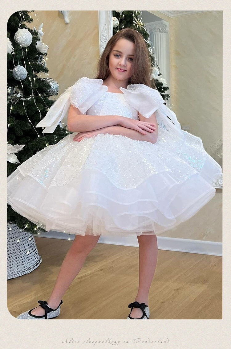 Girls' White Birthday Party Formal Dress Skirt ARZ