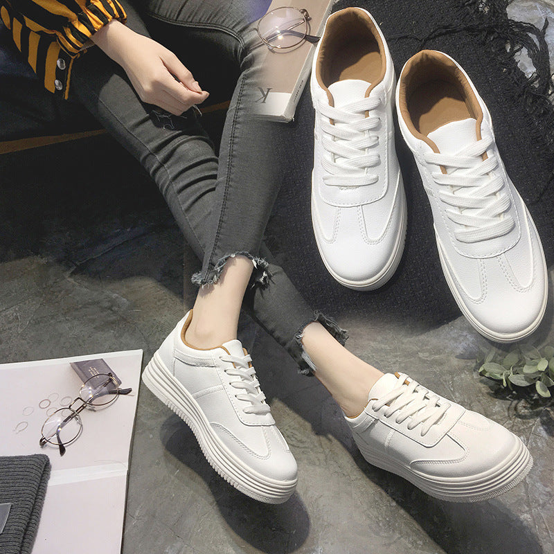 White Leather Lace Up Shoes Casual Sports Shoes ARZ