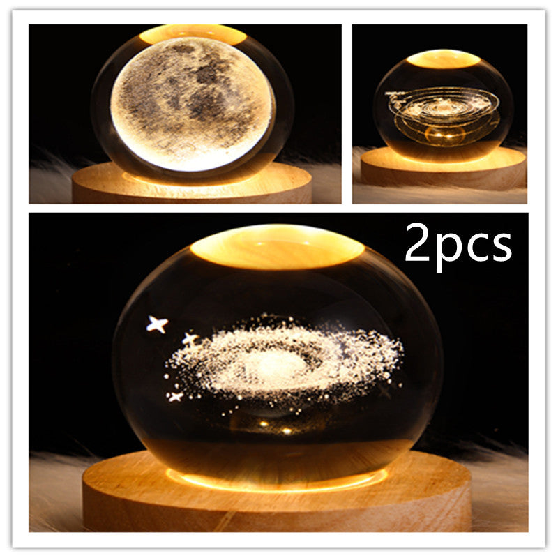 LED Night Light Galaxy Crystal Ball Table Lamp 3D Planet Moon Lamp Bedroom Home Decor For Kids Party Children Birthday Gifts ARZ