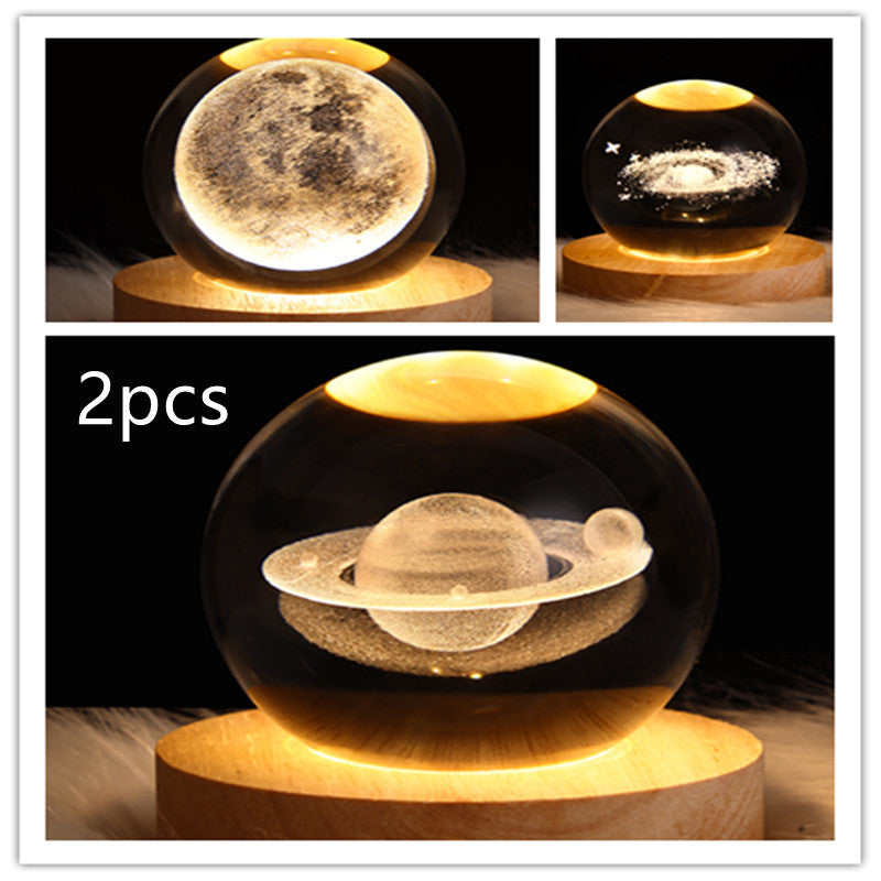 LED Night Light Galaxy Crystal Ball Table Lamp 3D Planet Moon Lamp Bedroom Home Decor For Kids Party Children Birthday Gifts ARZ