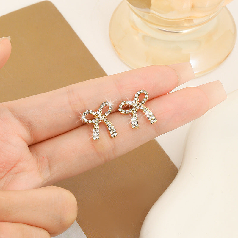 S925 Exquisite Women's Simple Full Diamond Cross Stud Earrings ARZ