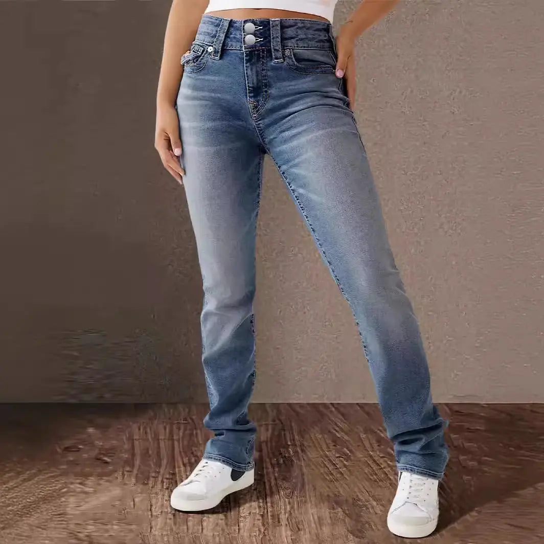 Spring And Summer New Women's Stretch Washed High Waist Jeans Casual Jeans ARZ