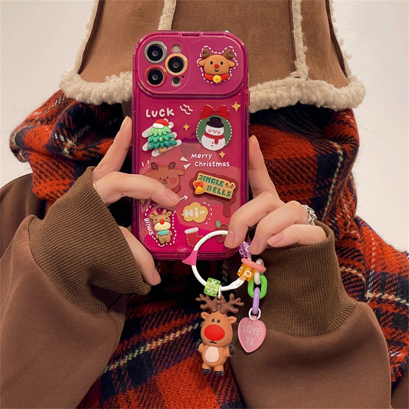 Xmas Santa Claus Cute Elk Hat Pendant Flip Christmas Phone Case For I Phone 15 14 13 12 11 Pro Max Pro Silicone Protection Cover ARZ