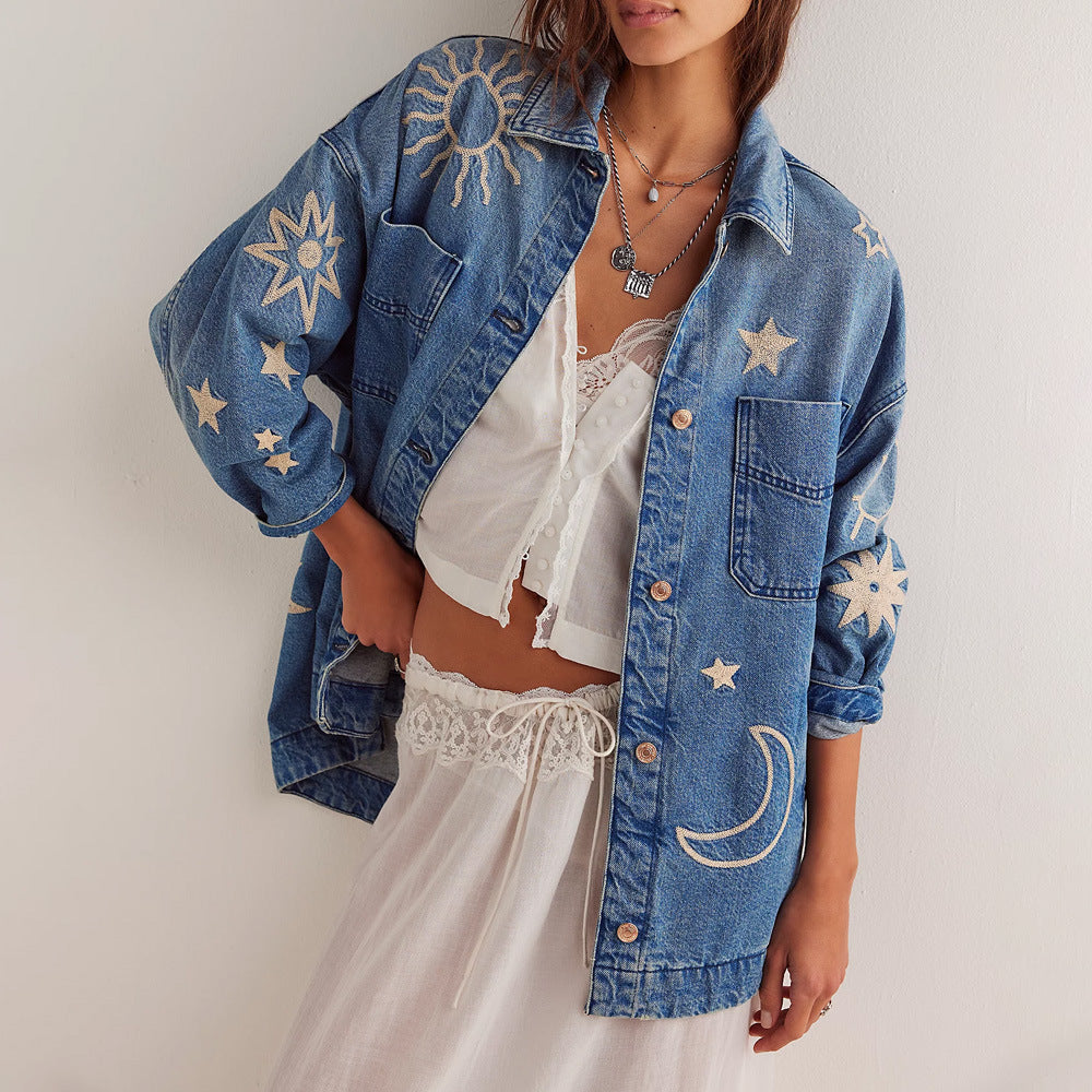 Leisure Embroidery Loose Denim Jacket ARZ