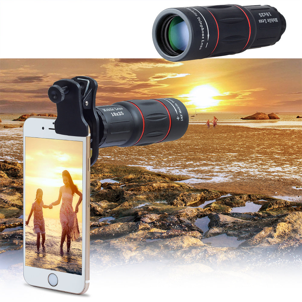 Compatible with Apple, 18X Telescope Zoom Mobile Phone Lens for iPhone Samsung Smartphones universal clip Telefon Camera Lens with tripod ARZ